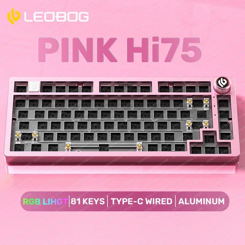 LEOBOG Hi75 Sugar65 Custom Mechanical Keyboard Aluminum Kits Hot Swap Wired Gaming Keyboard RGB Gamer Gasket Keyboard With Knob