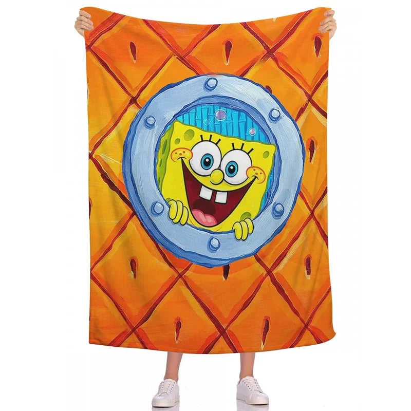 Fluffy Blankets Children Room S-Spongebobs Picnic Nap Sleep Camp Sofa Bedspread Baby Soft Blanket Flannel Wedding Birthday Gift