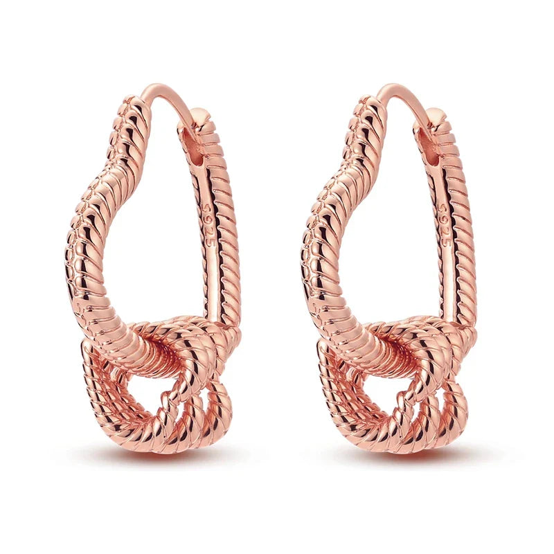 Rose Gold Hoop Earrings For Women 925 Silver Original Pave CZ Heart Ciecle Star Moon U Shape Earrings Luxury Wedding Jewelry