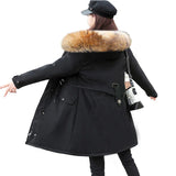 2023 New Winter Jacket Women Parka Fashion Long Coat Wool Liner Hooded Parkas Slim With Fur Collar Warm Snow Wear Padded Clothes