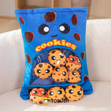 Cartoon Ramen Puff Cookie Bag Bubble Tea Plush Pillow Stuffed Kawaii Animals Axolotl Yellow Duck Bat Bunny Small Balls Candy Bag
