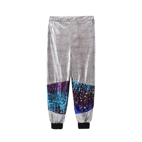 Kids Hip Hop Clothing Sequined T Shirt Loose Silver Shorts Pants for Girls Boys Street Jazz Dance Costumes Performance Outfits