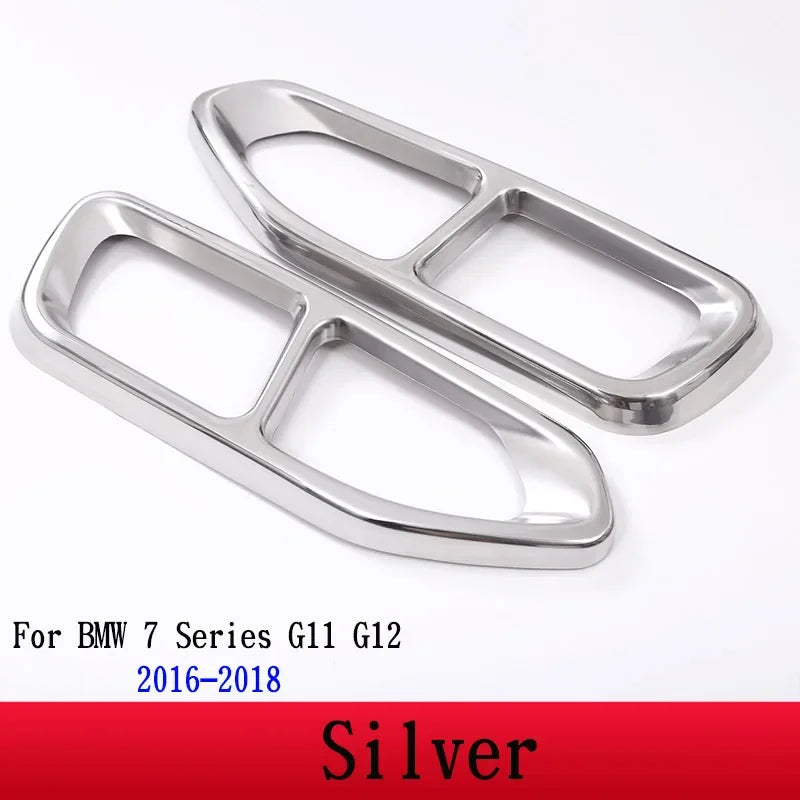 For BMW  7 Series F01 G11 G12 2009-2020 Stainless Steel Car Tail Muffler Exhaust Pipe Output Cover Stickers Car Accessories