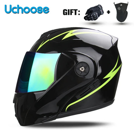 DOT Certification Uchoose Motorcycle Helmet Double Lens Cross Section Helmet Safety Modular Flip Helm Unisex Helmet With Visor