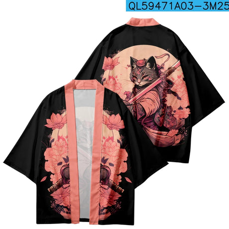 Vintage Japanese Samurai Print Kimono Streetwear Men Women Cardigan Haori Harajuku Traditional Beach Yukata Plus Size 5XL 6XL