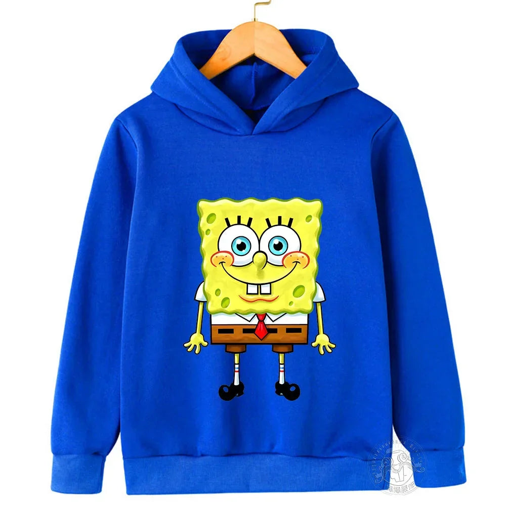 Spring and Autumn SpongeBob Printed Hoodies for Kids Sweatshirts for Boys and Girls Original Fashion Creative Games Baby Clothes