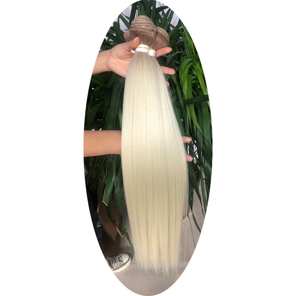 Bone Straight Hair Bundles Salon Natural Hair Extensions Fake Fibers Super Long Synthetic Yaki Straight Hair Weaving Full to End