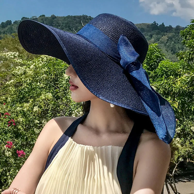 Summer Straw Hat Women's Hats Beach Holiday Visors Female Protection Big Eaves Bucket Hat Cap Women Sun Hat Panama Caps Foldable