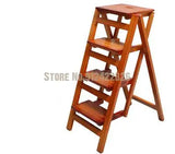 Solid Wood Household Multifunctional Folding Ladder Chair Indoor Climbing Ladder Dual-use Three-step Four-step Ladder Stool