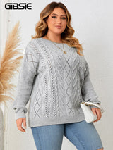 GIBSIE Plus Size Off Shoulder Long Sleeve Sweaters Women New Fashion Loose Asymmetrical Neck Knitted Jumper Tops 2023 Winter