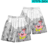 Anime Patrick Star shorts Boys Sports Shorts Fitness Basketball Beach Pants Squidward Tentacles Travel College Casual Gym shorts