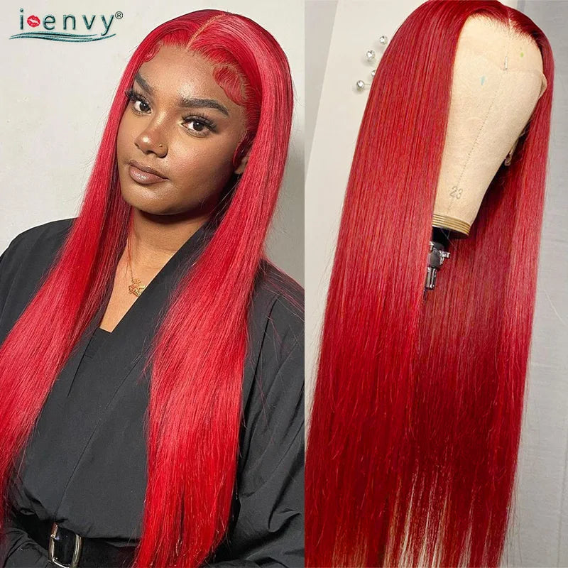 13X6 Colored Straight Lace Front Human Hair Wigs Ginger Blonde 13X4 Hd Lace Frontal Wig Prepluck 34 Inch Burgundy Lace Front Wig