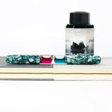 PENBBS 469 Transparent Resin Fountain Pen Double-Nib Ink Storage Iridium with Box for Business Writing Office School Supplies