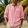 Men's Cotton Linen Business Casual Shirts And Blouses Handsome Social Shirts For Men Long Sleeve