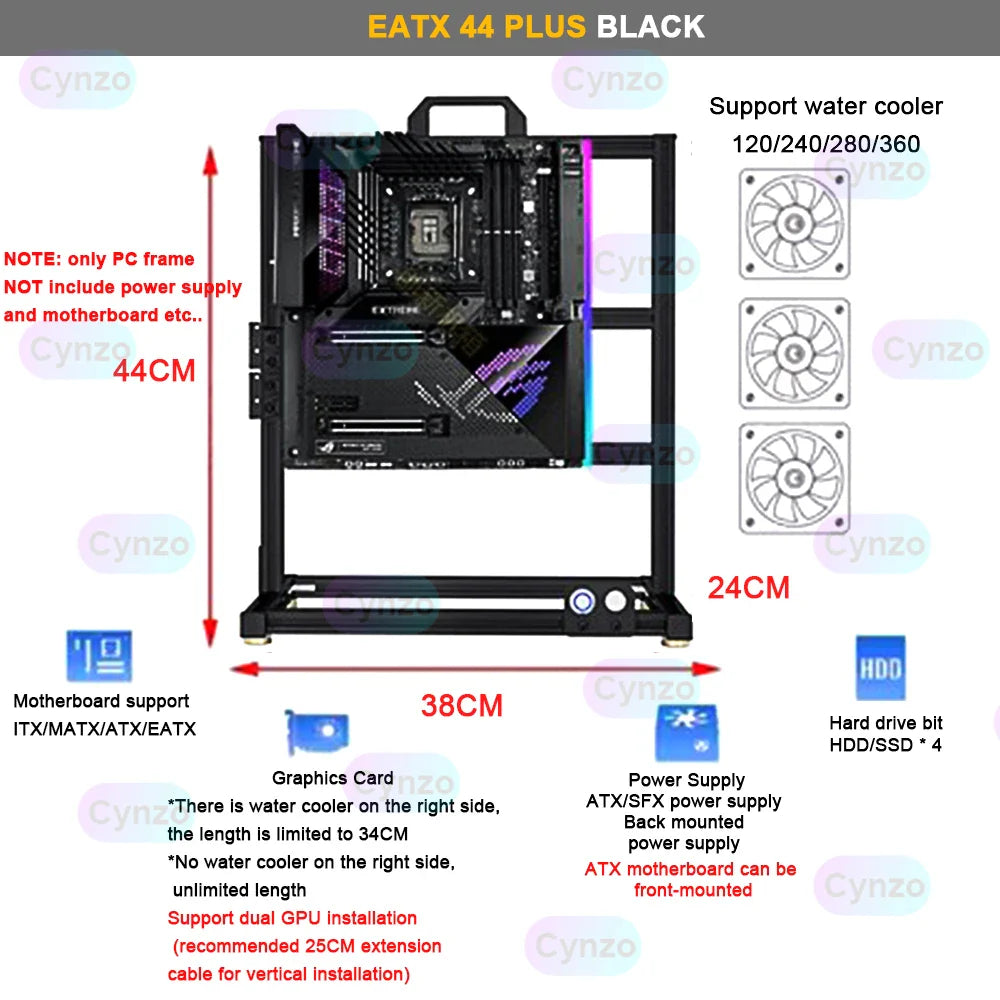 EATX Gamers Cabinet MOD Large Open PC Case Frame Rack Aluminum Creative DIY Desktop Gaming Computer Chassis Water Cooling