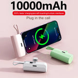 10000mAh Mini Power Bank Portable Mobile Phone Charger External Battery Power Bank Plug Play Type-C For iPhone Samsung Huawei