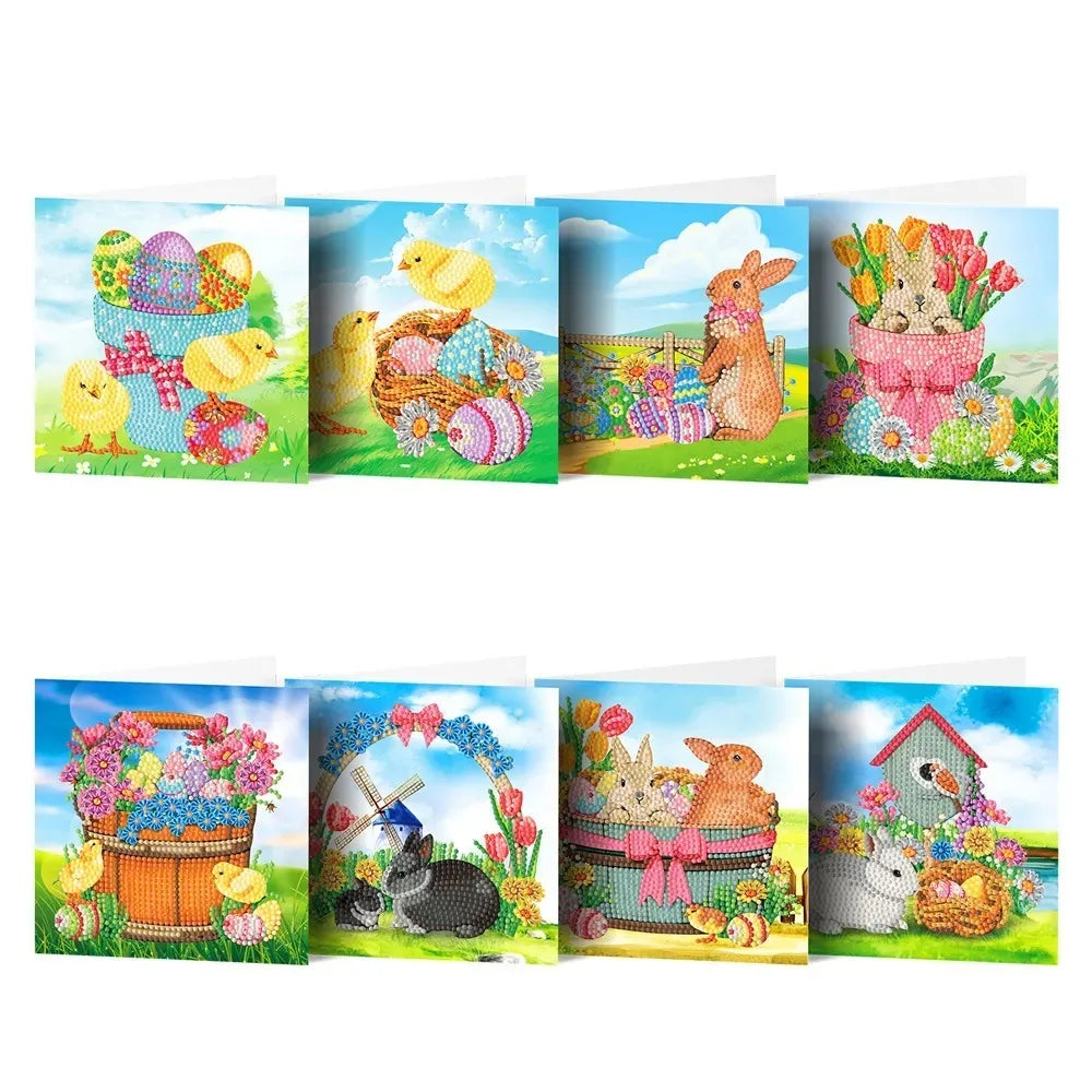 AZQSD Diamond Painting Greeting Card Blessing Christmas 6/8/12pcs Happy Birthday Animal Flower Landscape Envelope Postcard
