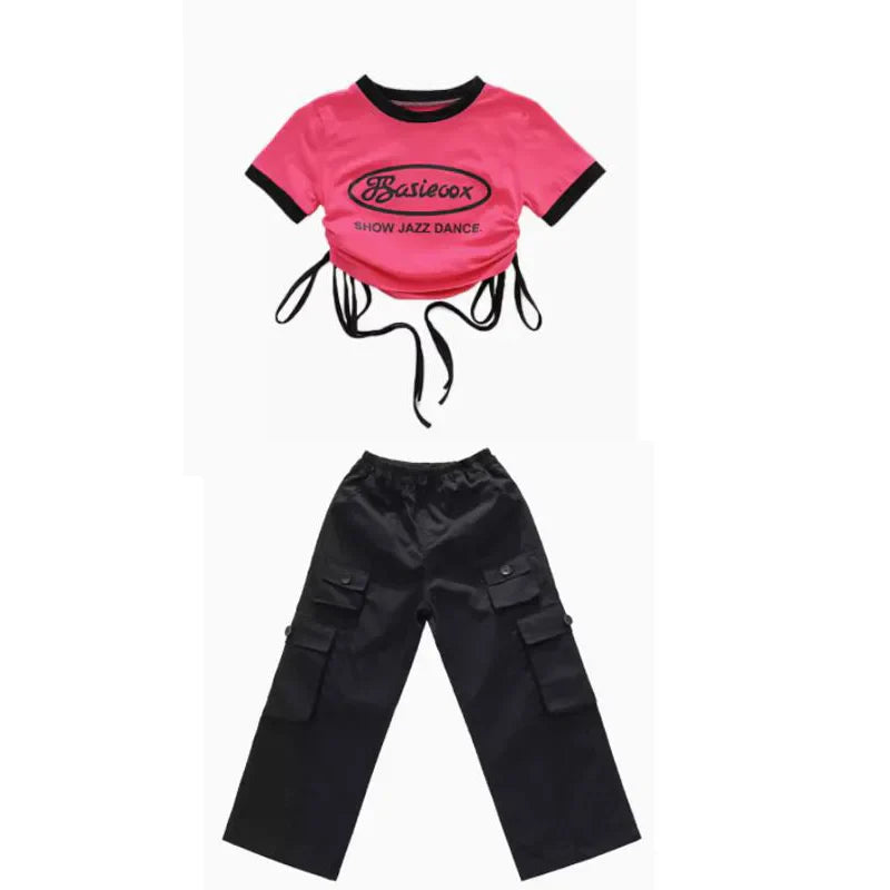 kid Girl Jazz Dance Costume Children Street Hip hop Dance Jazz Kpop Dance Costume for Girls pink Outfit Streetwear Clothes Sets