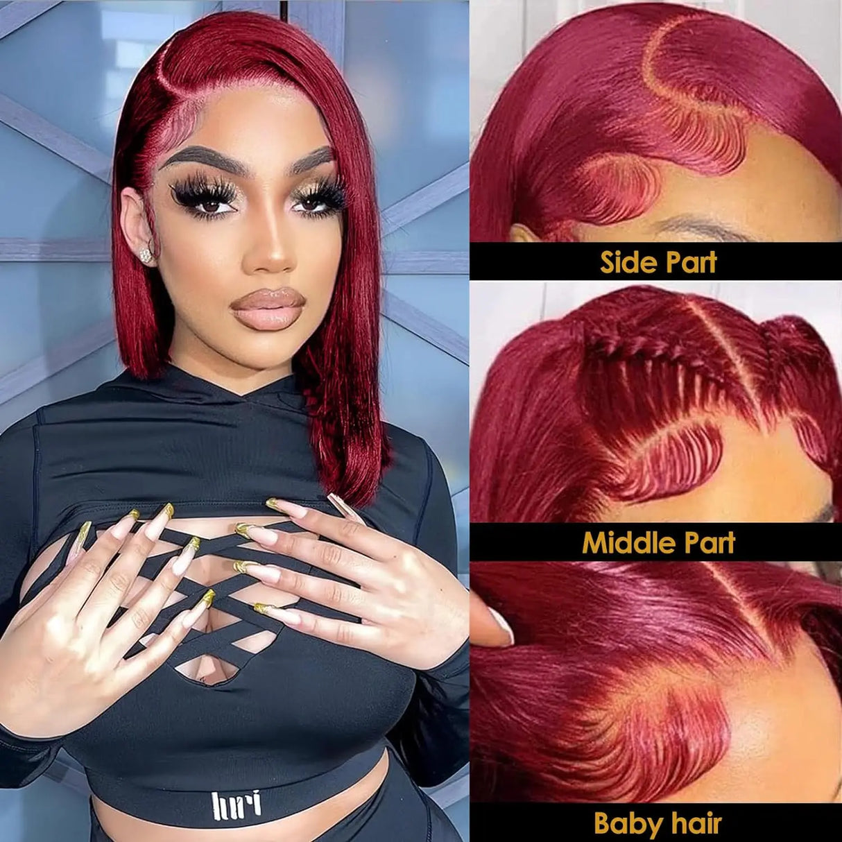 99J Straight Bob Wigs Lace Front Human Hair Wigs 13x4 Lace Frontal Human Hair Wig Burgundy Straight Short Human Hair Bob Wigs