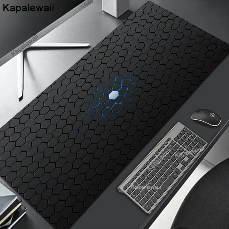 Gaming Mousepads Geometric Black Mousepad XXL Large Mouse Mat Big Desk Pads Non-Slip Stitched Mouse Pad PC Gamer Keyboard Mats