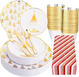 175pcs Plastic Plates- Disposable Plates include Dinner Plates,Dessert Plates, Forks,  Spoons,Knives,  Cups,Napkins