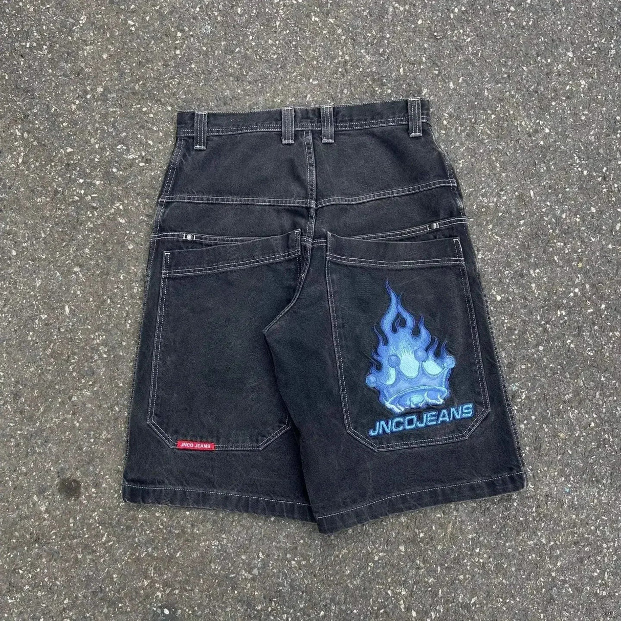 Hip Hop Pocket Baggy Denim Harajuku JNCO Mens Shorts Y2K Gym Shorts Women 2024 New Gothic Basketball Shorts Streetwear