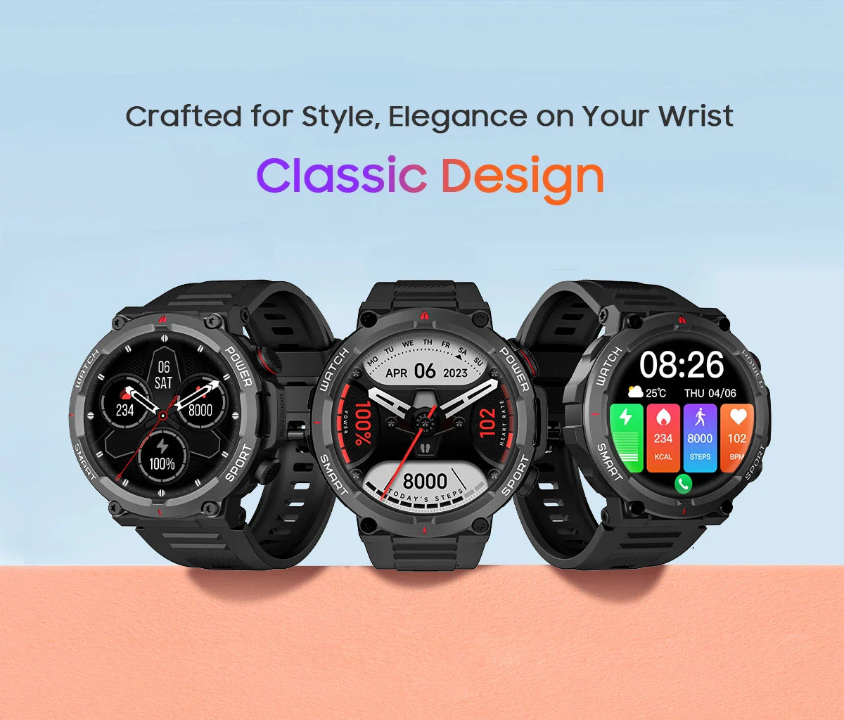 Blackview NEW Smart Watch W50 Waterproof Smart Watch New Version Men Women Health and Fitness Tracking Watch, Bluetooth Calling