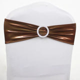 10pcs/50pcs Metallic Gold Silver Stretch Spandex Chair Bow Sash Band With Round Buckle For Banquet Event Wedding Chair Sash Tie