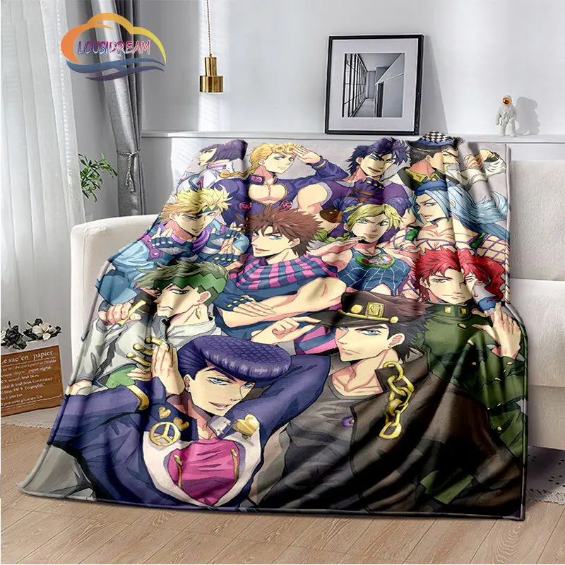 Anime JoJo's Bizarre Adventure Stone Ocean flannel Blanket Throw blanket Warm Sofa bed  children and girls Gift s