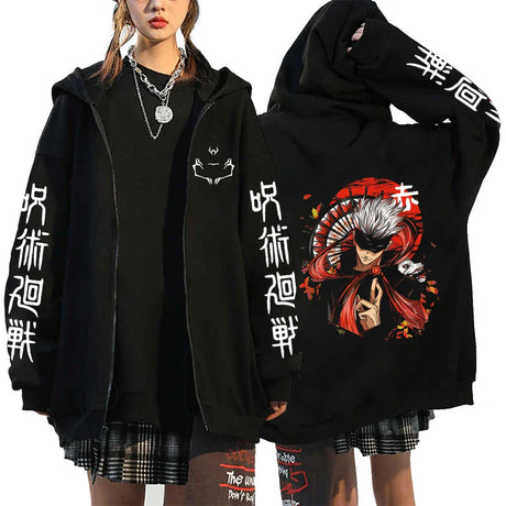 Autumn Zip Up Jacket Anime Jujutsu Kaisen Zip Plus Size Hoodie Streetwear Men Women Sweatshirts Harajuku Unisex Casual Clothing