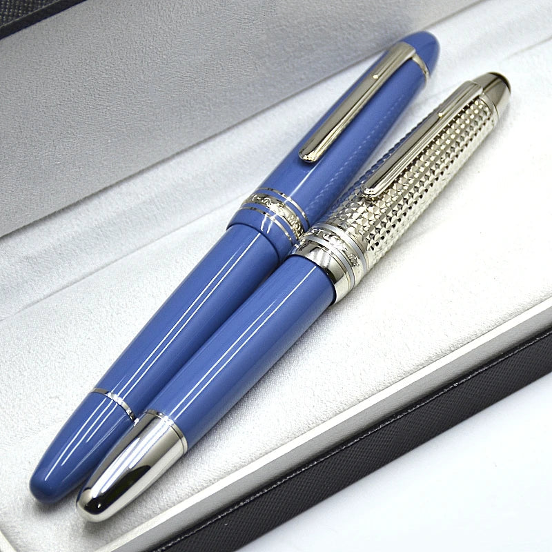 New Luxury Msk-149 Piston Filling Classic Fountain Pen MB 4810 Nib Black & Blue Resin Office Writing Ink Pens With Serial Number