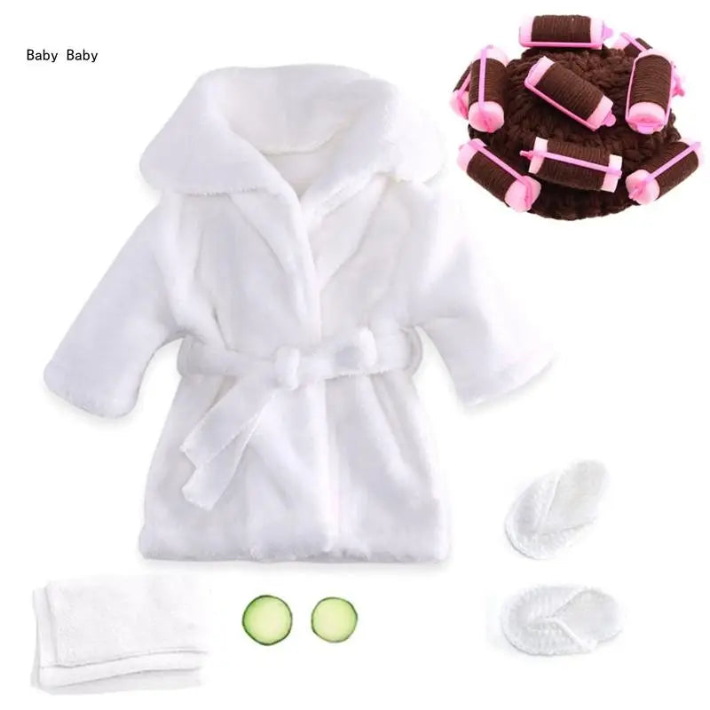 Baby Photo Shooting  Accessories Bath Robe Headwrap Plush Bathrobe Towel Infant Costume Photostudio Posing Suit Newborns Shower