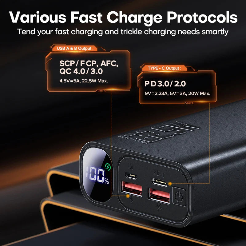 QOOVI Power Bank 20000mAh Portable PD 20W Fast Charging Poverbank Mobile Phone External Battery Powerbank For iPhone 13 Xiaomi