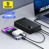 Baseus 140W Power Bank 24000mAh Fast Charging Portable Battery Charger 3 Output Ports for iPhone 15 Pro Max Notebook Tablet