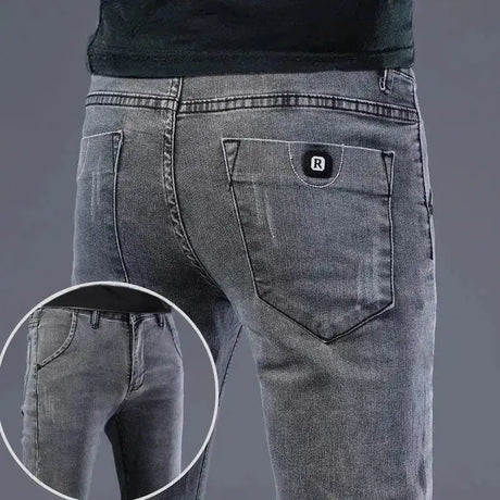 Men's Brushed Jeans Luxury Winter Jeans Velvet Fleece Man Thermal Warm Korean Versatile Elastic Plush Thicken Slim Pencil Pants