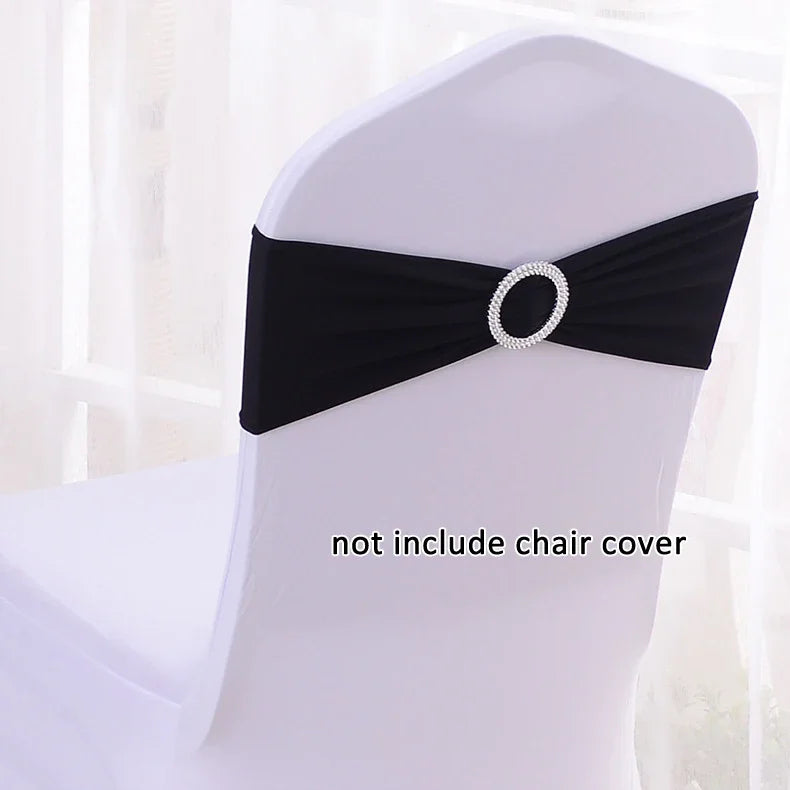 50pcs/lot Stretch Lycra Spandex Chair Covers Bands With Buckle Slider For Wedding Decorations Wholesale Chair Sashes Bow