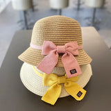 2-8 year old children's sun hat summer new straw bag hat set baby travel sunscreen beach hat sun Bucket hat children's straw hat