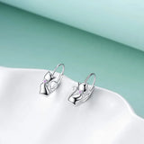 Trumium Authentic 925 Sterling Silver Long Tail Cat Hoop Earrings  Colorful Zircon Wedding Earrings For Women Fashion Jewelry