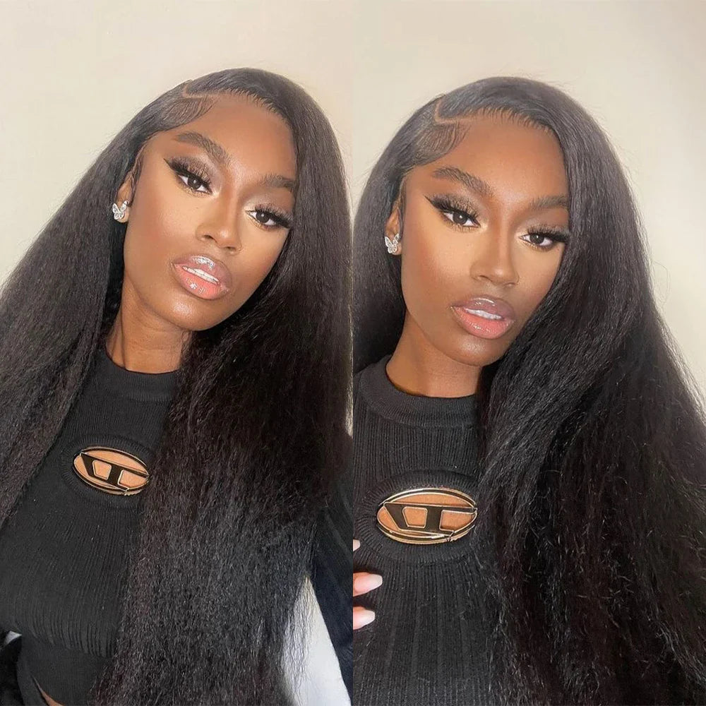 13X4 HD Lace Frontal Wigs On Sale Clearance Human Hair Kinky Straight Lace Front Wigs For Women Human Hair Glueless Yaki Wigs