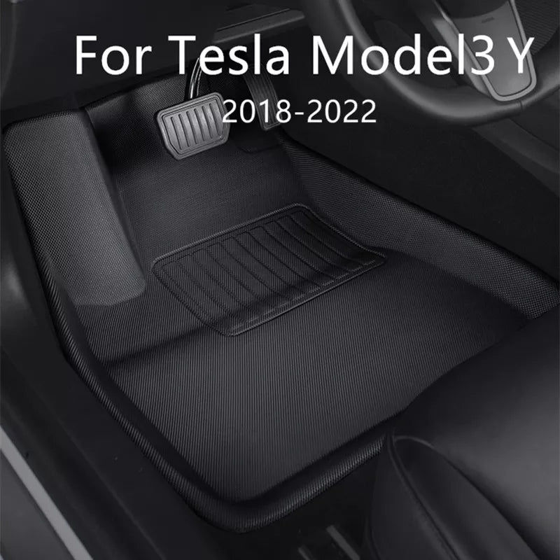 For Tesla Model 3 Y car waterproof non-slip floor mat TPE XPE modified car accessories 3Pc/Set Fully surrounded special foot pad