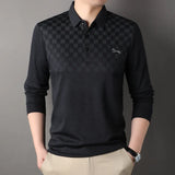 New Fashion Men's Striped Polo Shirts Male Button Collar T Shirt Casual Long Sleeve Tops