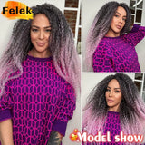 Brazilian Braids Synthetic Curl Hair Soft Braiding Extension 20-28 Inch Afro Crochet Hair Long Water Wave Ombre Color Hair Felek