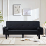 Futon Sofa Beds, 71" Upholstered Convertible Sofa Couch, Recliner Modern Tufted Back Futon with 2 Pillows Removable Square