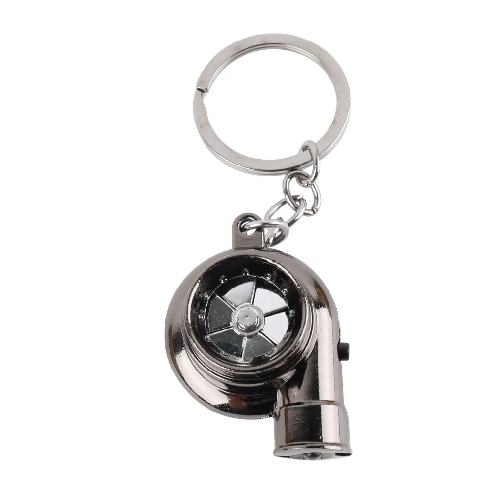 LED Mini Turbo Sound Turbocharger Keychain Spinning Turbine Key Chain Ring Keyring Keyfob Car Keyring Car Interior Accessories