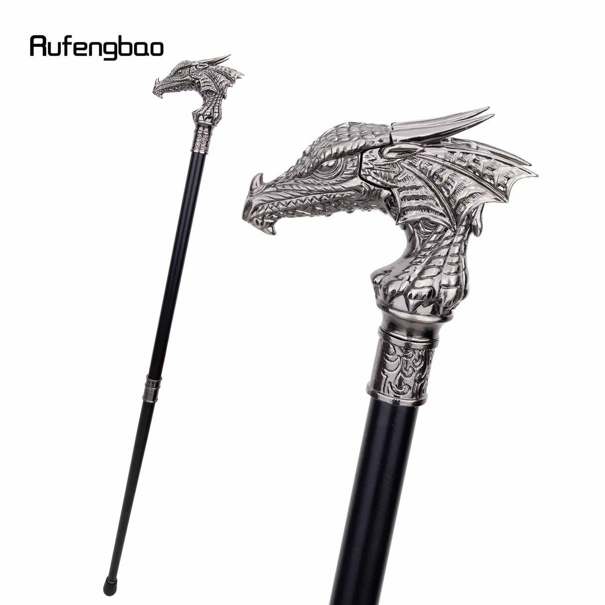 Dragon Head Walking Stick with Hidden Plate Self Defense Fashion Cane Plate Cosplay Crosier Stick 93cm