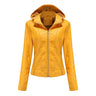 Women's Moto Biker Zipper Jacket Hooded Faux Fur Bomber Leather Jacket Winter Coat Twotwinstyle Women's Clothing Yellow Body Top