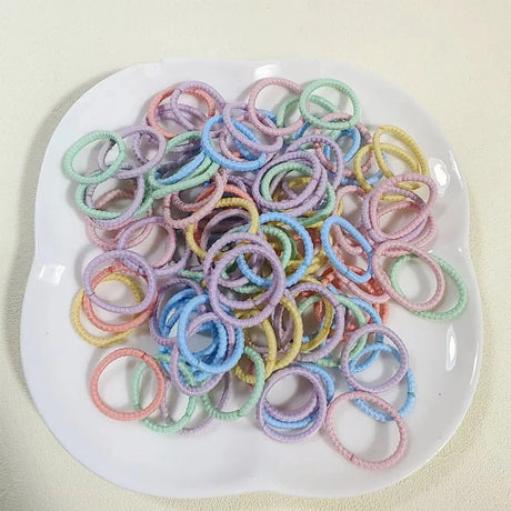 [100 Packs] Baby Rubber Band Does Not Hurt The Hair Small Thumb Ring High Elastic Thread Toddler Seamless Scrunchies Set