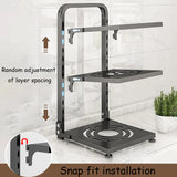 Kitchen Storage Rack,Adjustable Pot Storage Rack Under Cabinet, Free Layering Snap-On Pot Rack for Kitchen Organization Storage