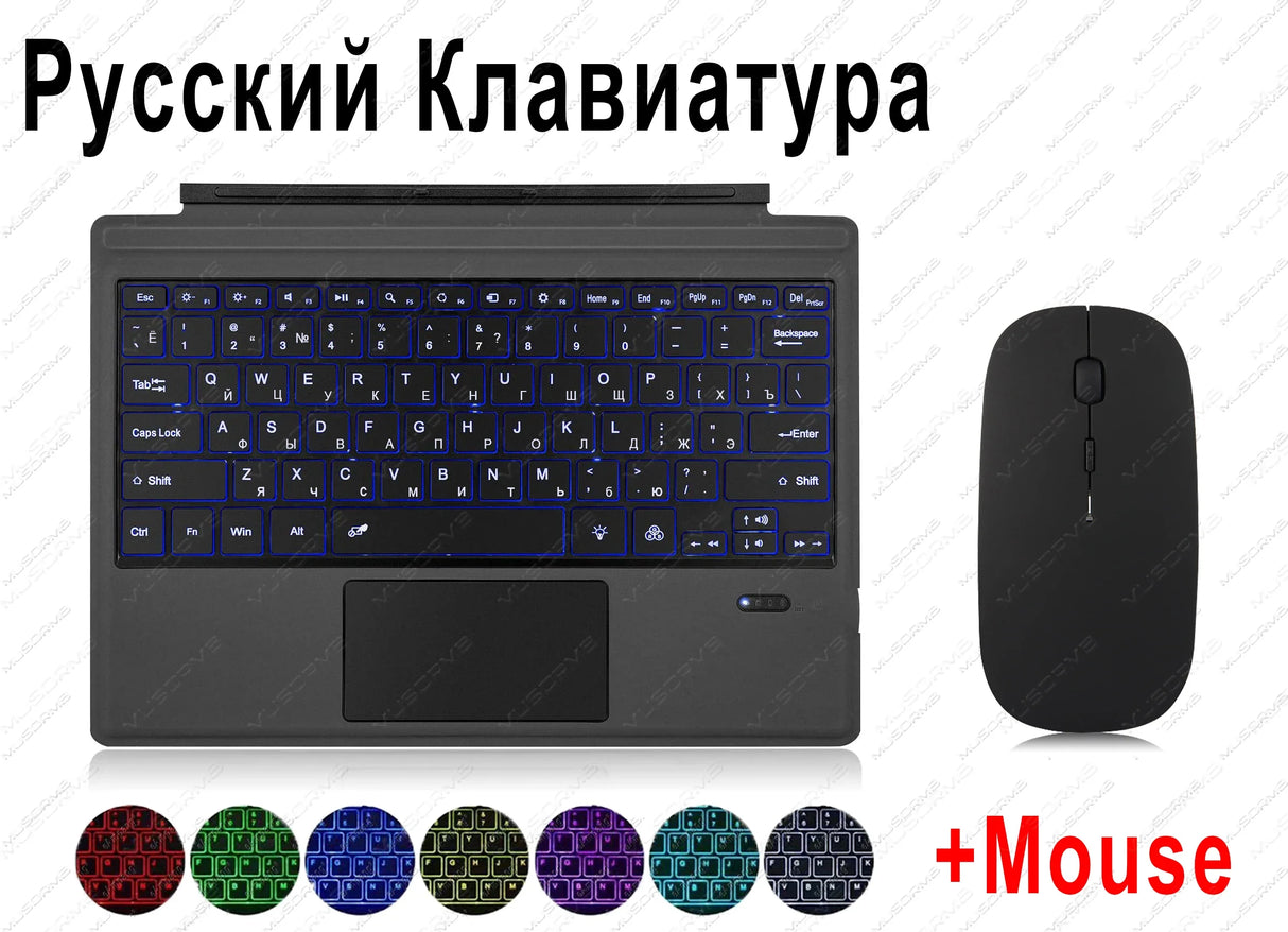 For Microsoft Surface Pro 3 4 5 6 7 8 9 Pro X Go 1 2 3 4 Keyboard Backlit Trackpad Wireless Arabic Russian Spanish Korean AZERTY