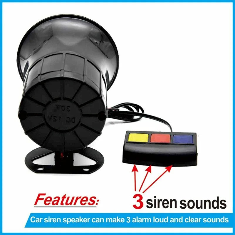 110dB 12V Car Motorcycle 3 Sounds Siren Horn Alarm Loud Speaker Electronic Bell Car Electrical Appliances Three Tone Alarm Horn